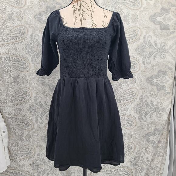 Wayf milkmaid goth dark feminine smocked mini dress Size Medium dark coquette - Picture 2 of 10